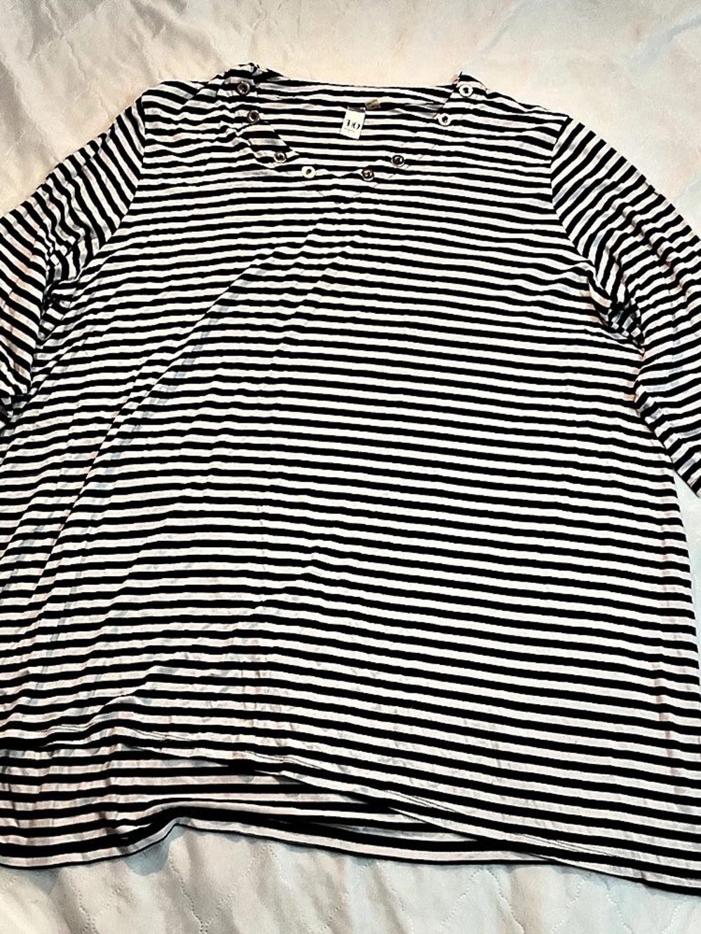 msi mi Striped Snap Neck Top in Black & White Size 2X